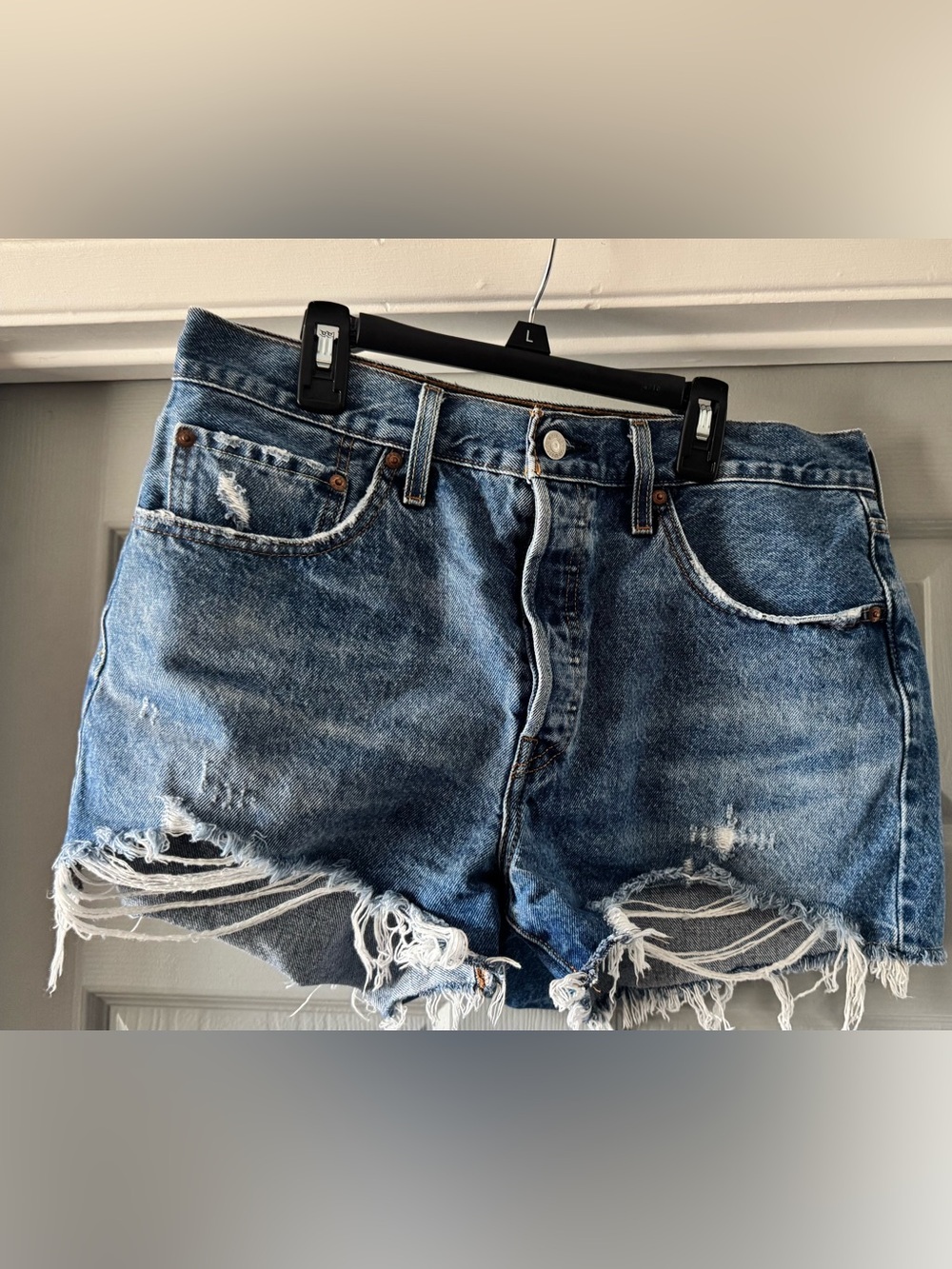Levi's Distressed Blue Denim Jean Shorts